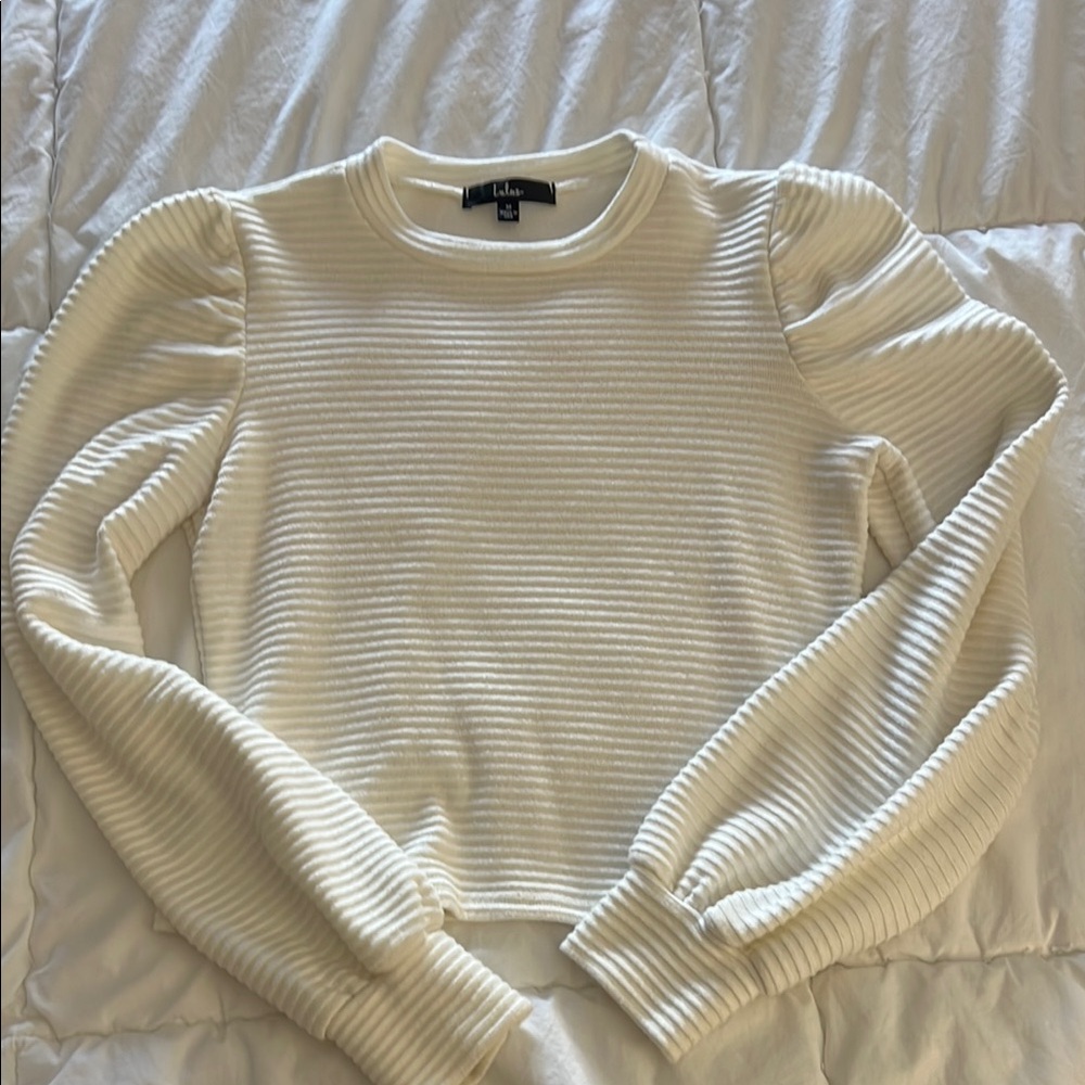 Lulu's White Ribbed Sweater